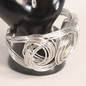 Silver Tone Wire Swirl Cuff Bracelet